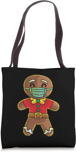 Gingerbread Wearing Face Mask Toilet Paper Hand Sanitizer Tote Bag