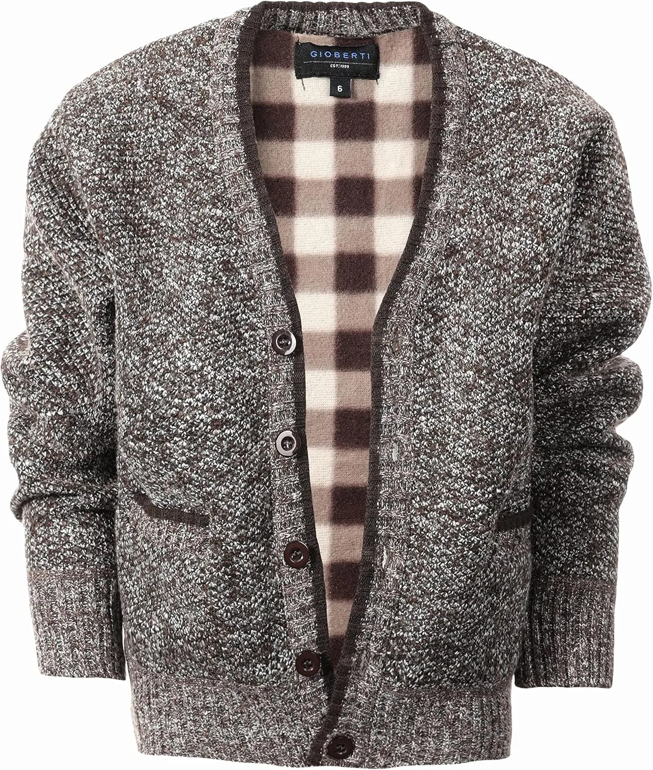 Gioberti Kids and Boys Cardigan Sweater with Soft Brushed Flannel Lining and Pockets