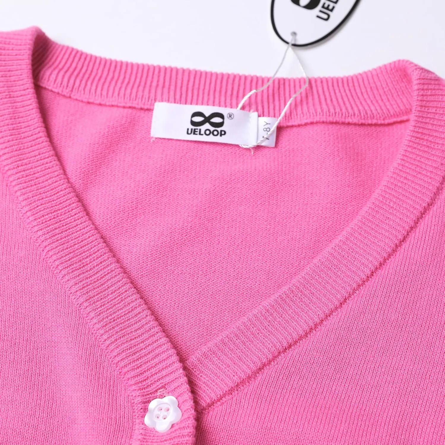 Girls Cropped Cardigan Sweater [Cute Petal Buttons] Long Sleeve Short Cardigan for Dress