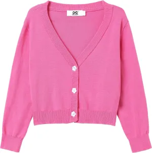 Girls Cropped Cardigan Sweater [Cute Petal Buttons] Long Sleeve Short Cardigan for Dress