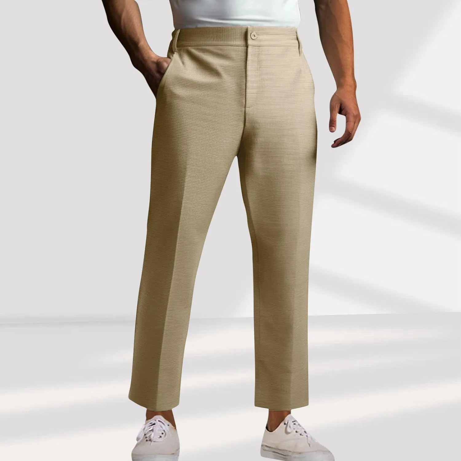 Golf Pants for Men Slim Fit Outdoor Athletic Dress Pants Flat Front Suit Trousers Men for Wedding Guest Business Work