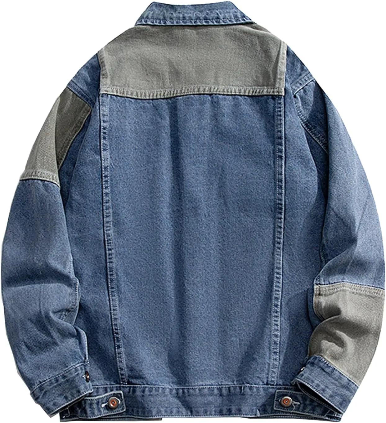 GURUNVANI Patchwork Denim Jacket Mens Oversized Jean Coat Button Down Outwear Tops