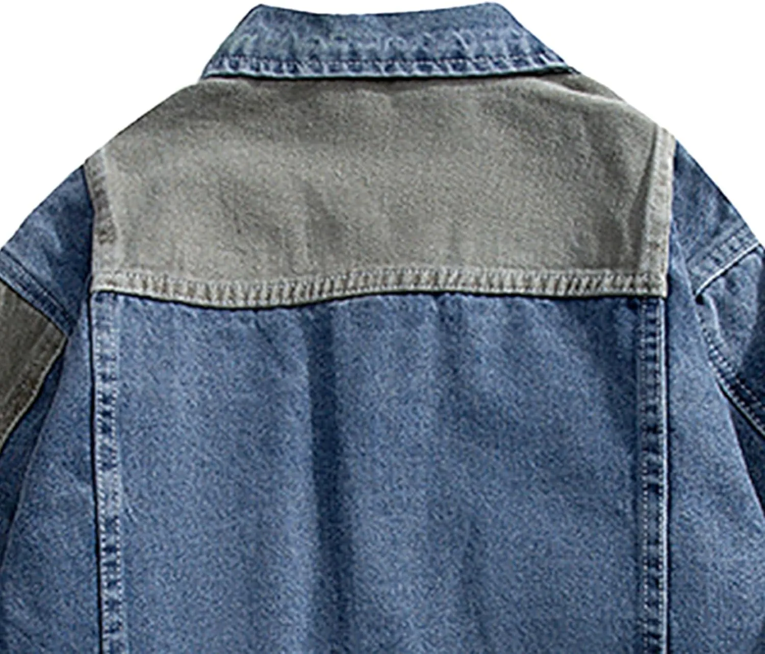 GURUNVANI Patchwork Denim Jacket Mens Oversized Jean Coat Button Down Outwear Tops