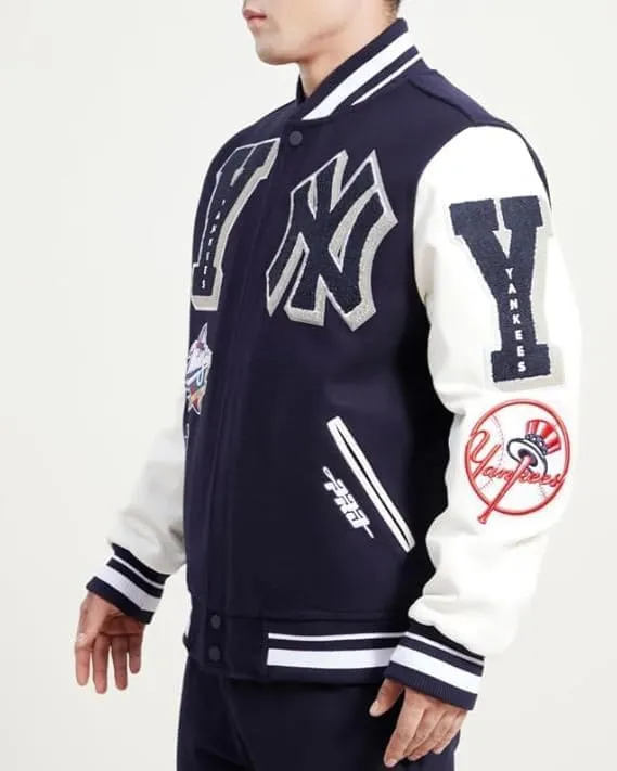 H&D Clothing Mens New York Letterman Yankees Mash Up Varsity Jacket Mens NY College Baseball Varsity Bomber Jacket