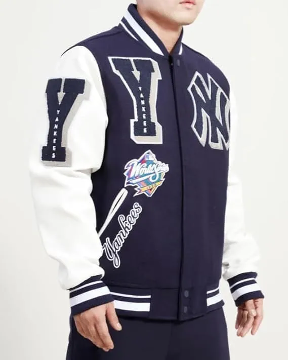 H&D Clothing Mens New York Letterman Yankees Mash Up Varsity Jacket Mens NY College Baseball Varsity Bomber Jacket