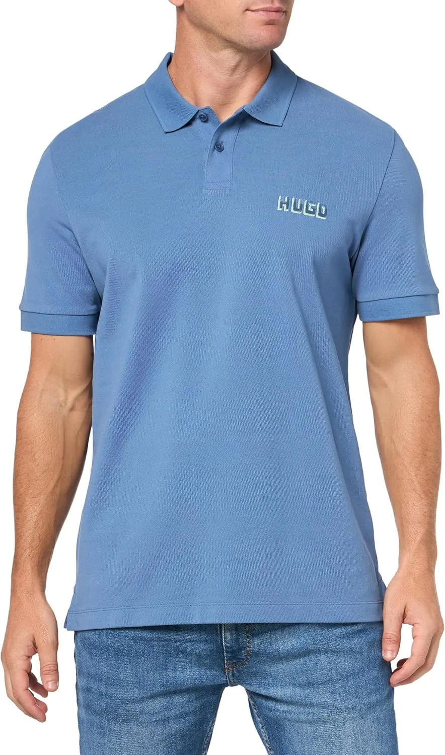 HUGO Men's Block Logo Short Sleeve Polo Shirt