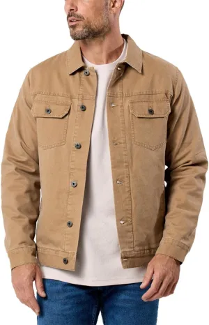 INTO THE AM Tradesman Trucker Jacket Men S-4XL Flannel Lined Workwear Cotton Canvas Jacket