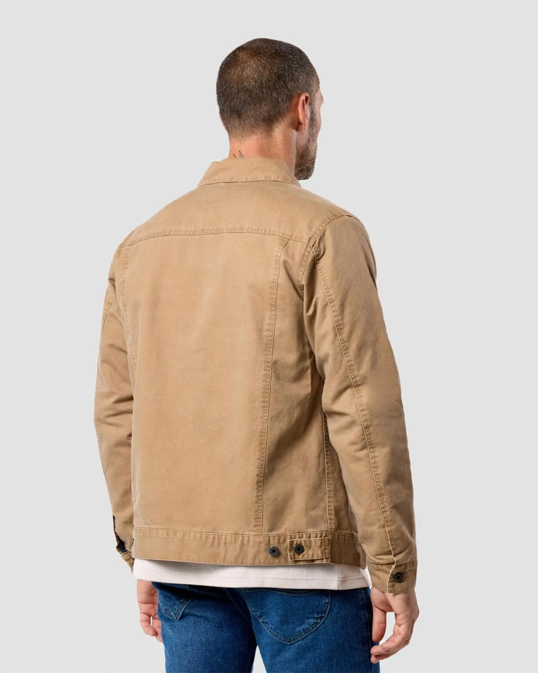 INTO THE AM Tradesman Trucker Jacket Men S-4XL Flannel Lined Workwear Cotton Canvas Jacket
