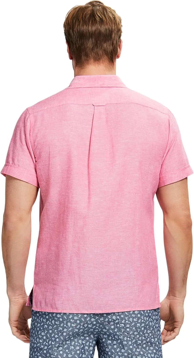 IZOD Men's Linen Button Down Short Sleeve Shirt