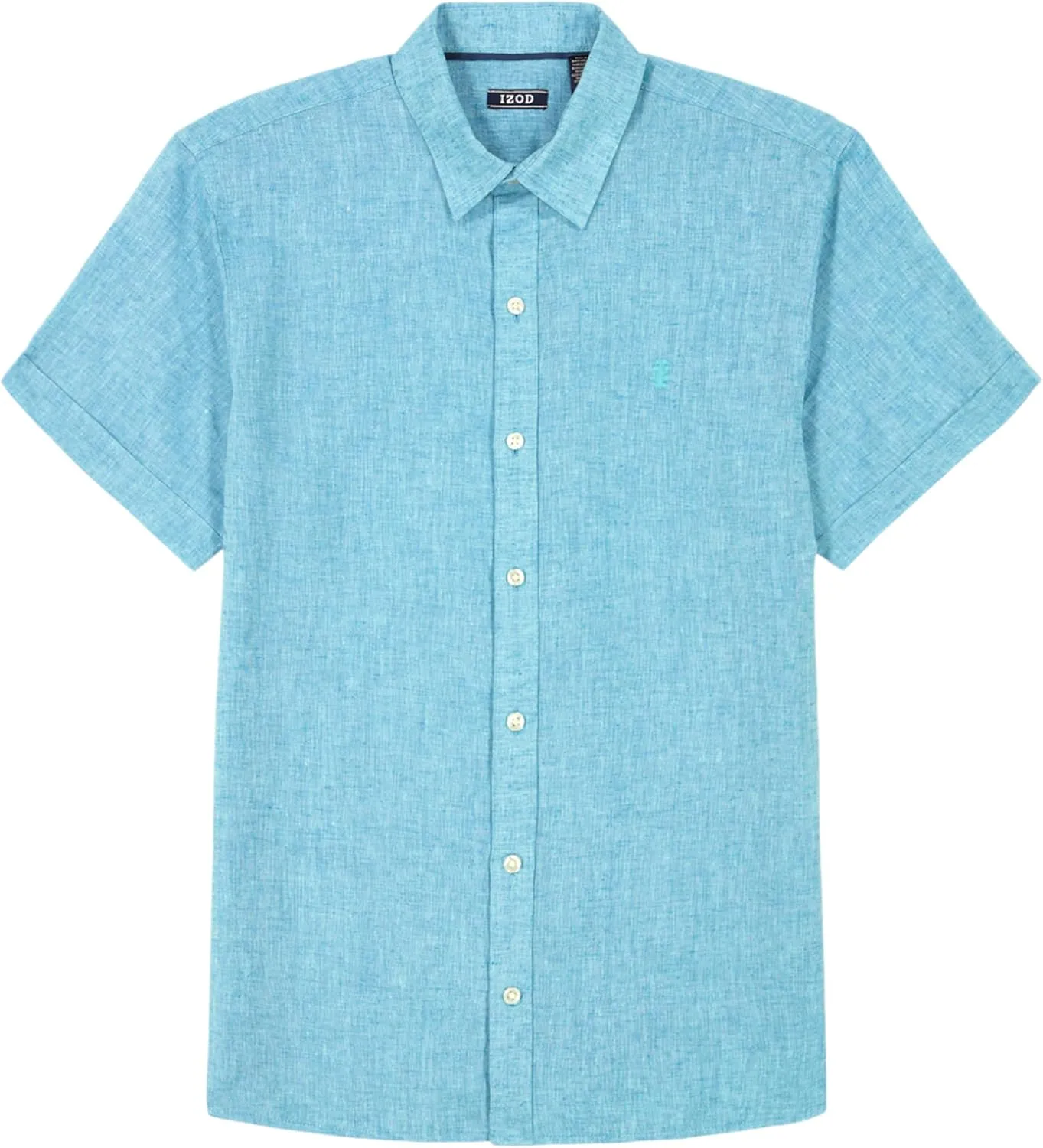 IZOD Men's Linen Button Down Short Sleeve Shirt