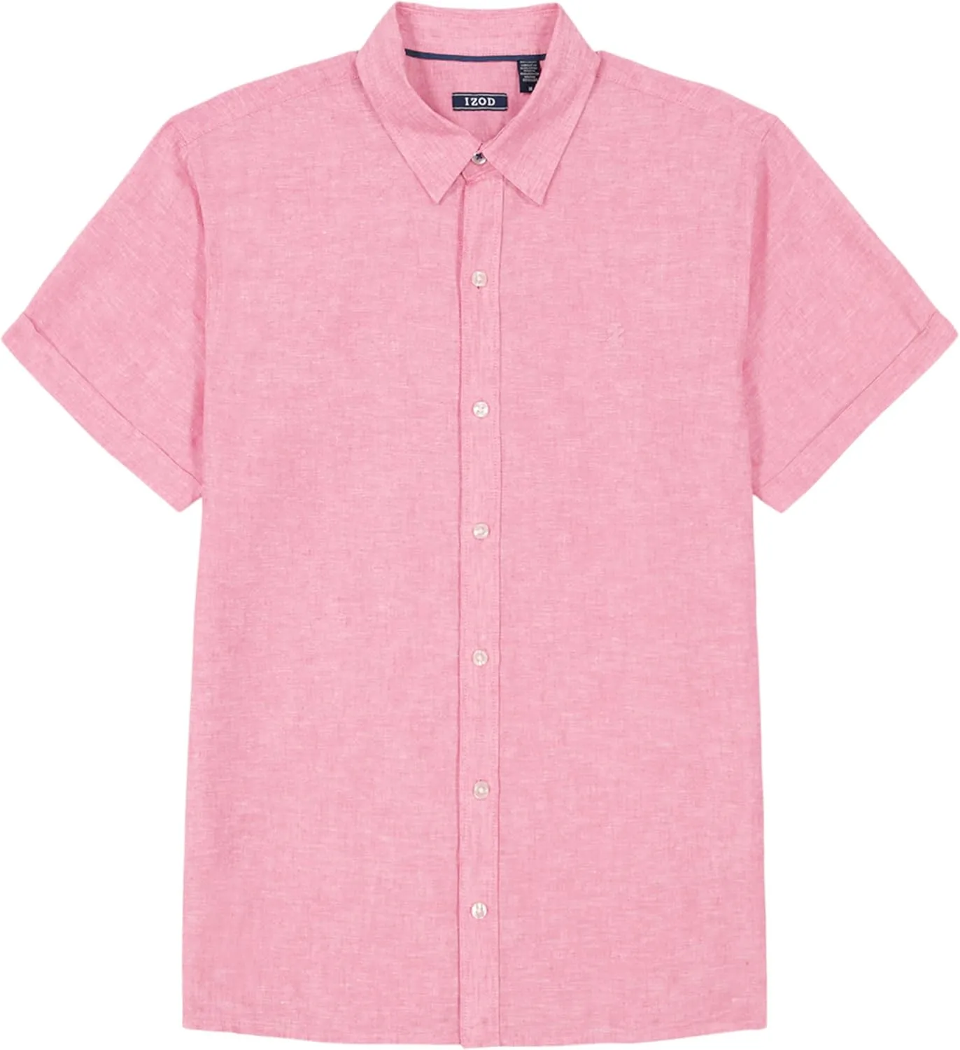 IZOD Men's Linen Button Down Short Sleeve Shirt