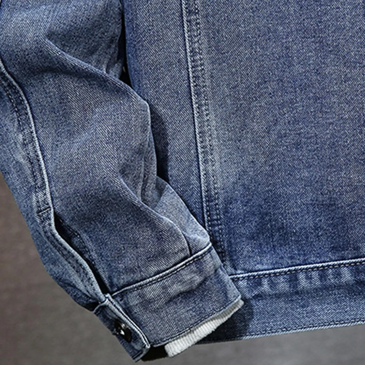 JEKE-DG Men's Distressed Denim Hoodie Jacket Casual Slim Fit Button Down Jeans Coat Long Sleeve Trucker Outwear