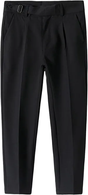 JEShifangjiusu Men's Slim Fit Stretch Dress Pants Skinny Fit Flat Front Suit Pants Plaid Business Chino Pants with Pockets (32,Black), Black, 32