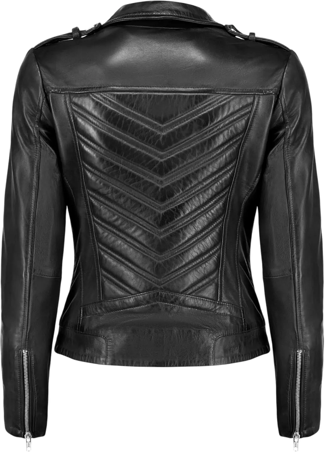 Jild Biker Style Vintage Leather Jacket Women - Casual Fashion Motorcycle Zip-Up Lightweight Coat Collar Women Leather Jacket