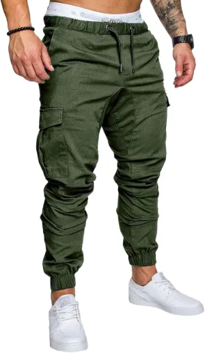 Joggers Pants for Men Casual Cotton Drawstring Chino Cargo Pants Hiking Outdoor Twill Track Jogging Sweatpants Pants