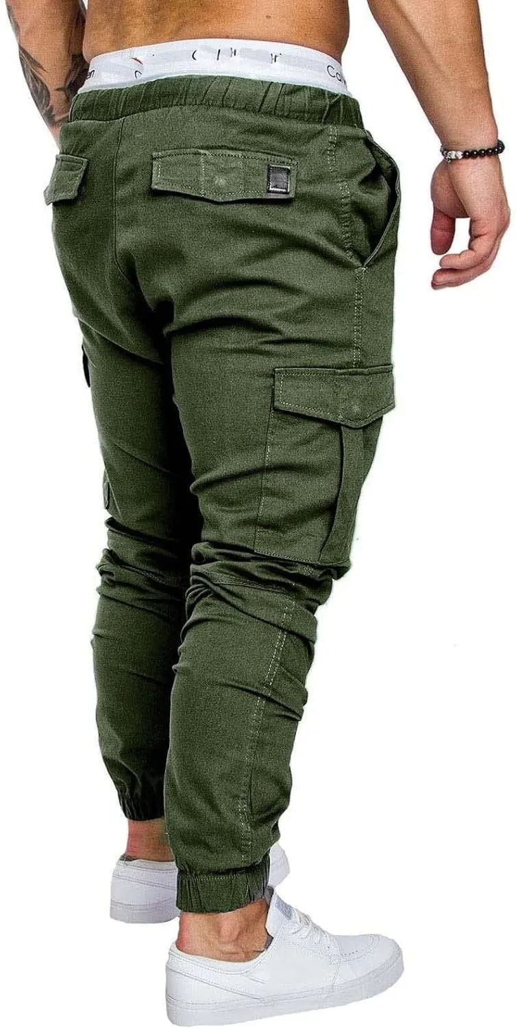 Joggers Pants for Men Casual Cotton Drawstring Chino Cargo Pants Hiking Outdoor Twill Track Jogging Sweatpants Pants