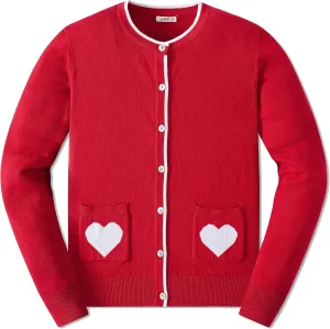 JSTEX Girls Cute Cardigan 100% Cotton Knit Kids Cardigan Long Sleeve Crew Neck Button Sweaters for Girl Size 4-14