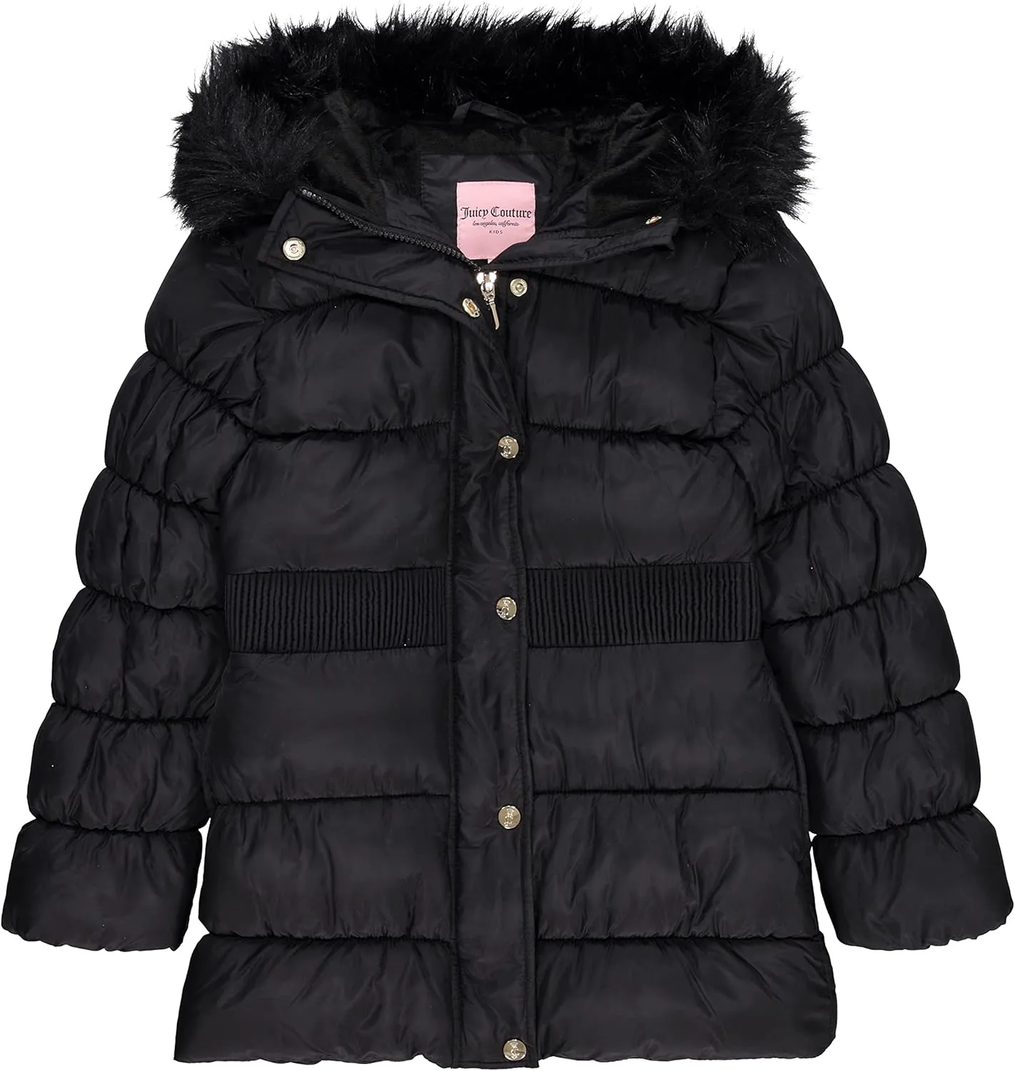 Juicy Couture Girls Coat, Faux Fur Hooded Winter Jacket, Warm Padded Parka Hoodie, Kids Heavyweight Winter Coat