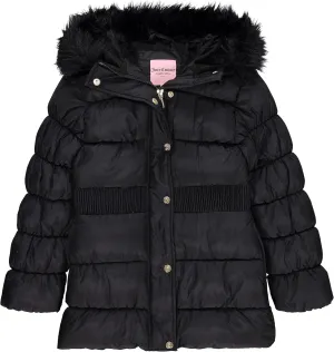 Juicy Couture Girls Coat, Faux Fur Hooded Winter Jacket, Warm Padded Parka Hoodie, Kids Heavyweight Winter Coat