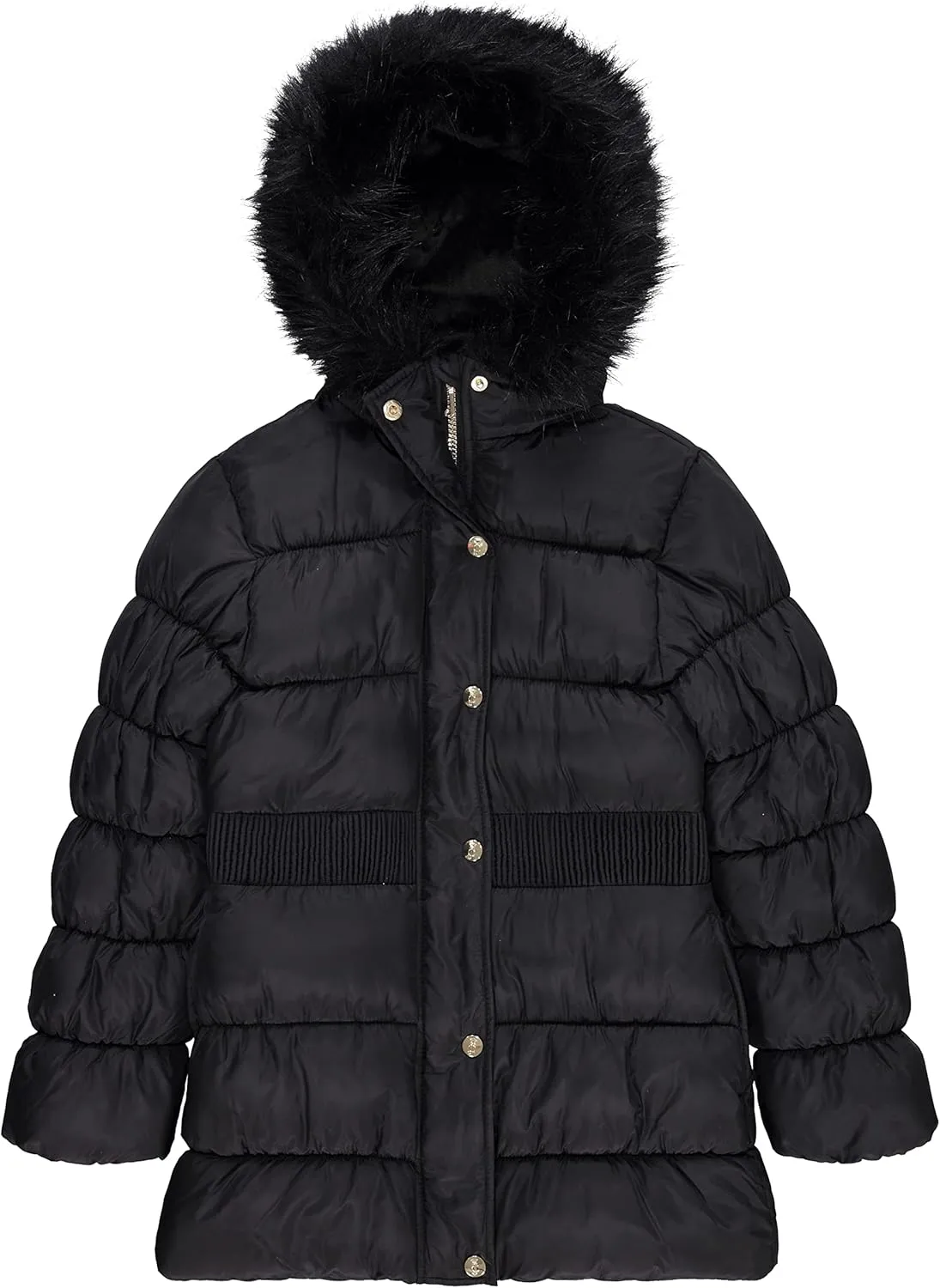 Juicy Couture Girls Coat, Faux Fur Hooded Winter Jacket, Warm Padded Parka Hoodie, Kids Heavyweight Winter Coat
