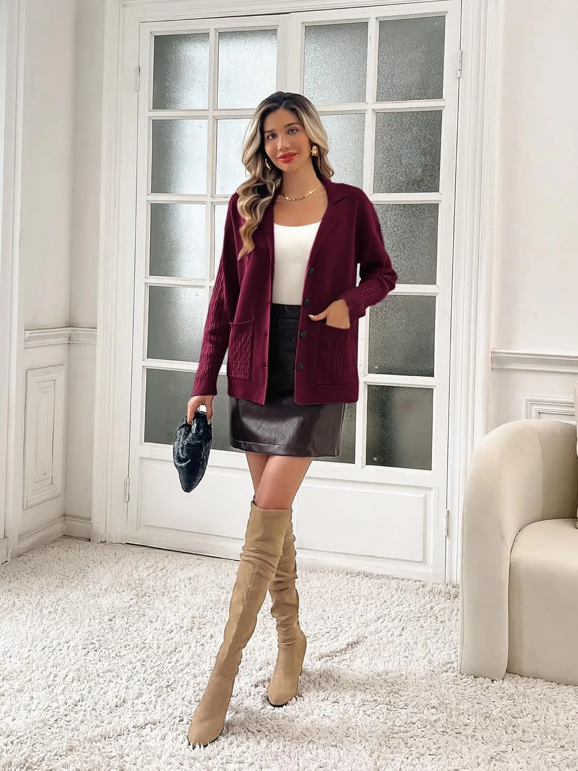 Kate Kasin Women Sweater Blazer Casual Office Business Work Jacket Knit Blazer Sweater Coat S-2xl