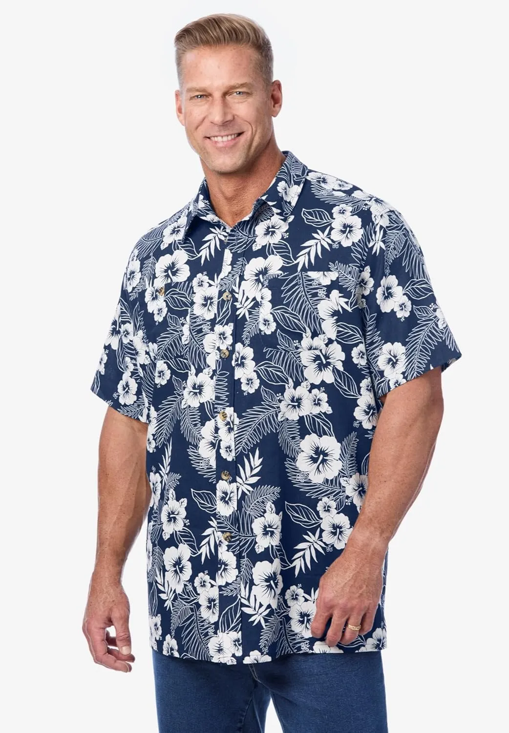KingSize Men's Big & Tall Short-Sleeve Linen Shirt