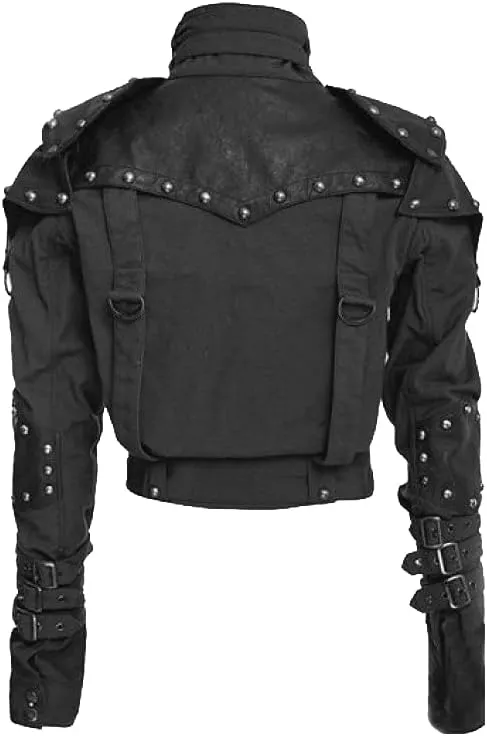 Ladies Military Vinatage Style Cropped Classic Black Faux Leather Jacket