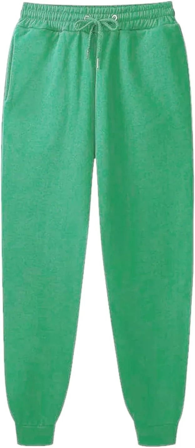 Ladies Solid Color Drawstring Elastic Waist Casual Loose Foot Fleece Sweatpants Womens Pants Casual Dress