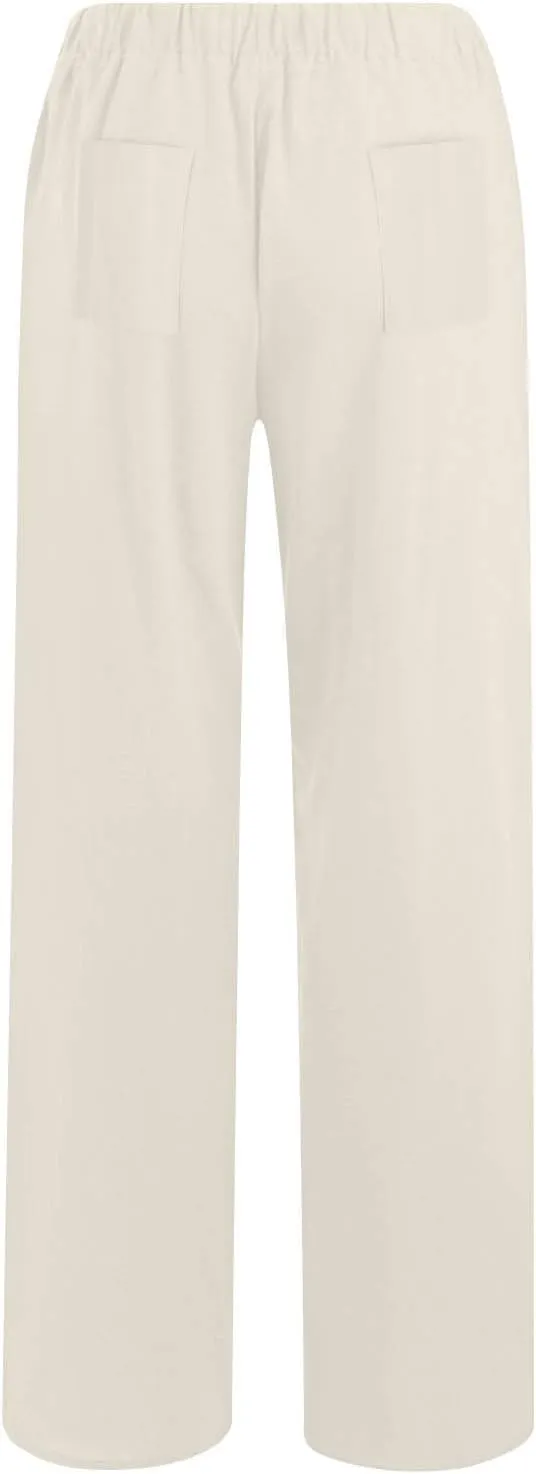 Lastesso Palazzo Pants for Women Casual Lightweight Linen Cotton Outfits with Pockets Soft High Waist Summer Lounge Trousers