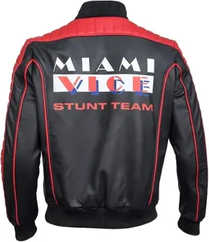 Leatherobe Miami The Vice Mens Stunt Ryan Team Gosling Fall Costume Guy Black Leather Jacket (US, Alpha, X-Large, Regular, Regular, Black)