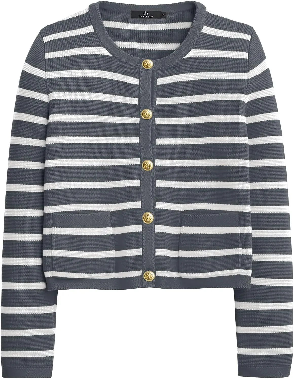 LILLUSORY Women Striped Cardigan Sweaters 2025 Fall Outfit Cloth Fashion Trendy Casual Long Sleeve Tops