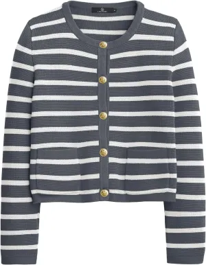 LILLUSORY Women Striped Cardigan Sweaters 2025 Fall Outfit Cloth Fashion Trendy Casual Long Sleeve Tops