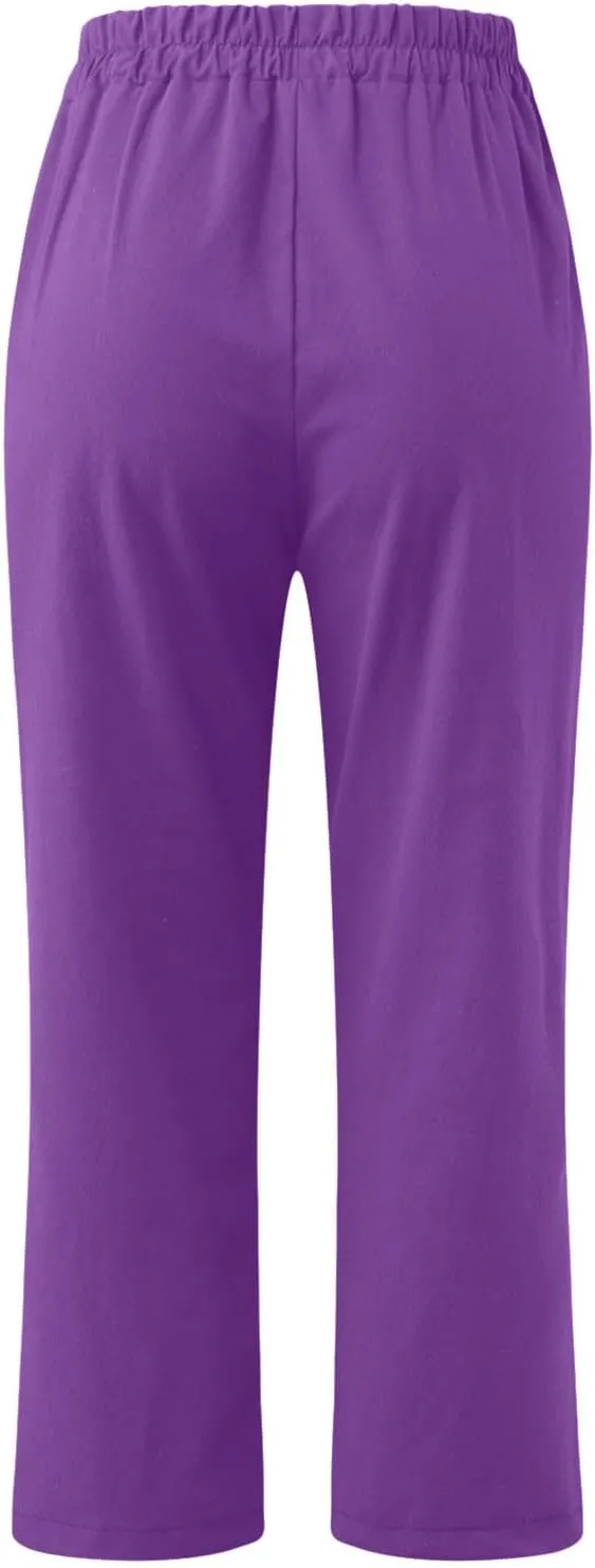 Linen Capri Pants for Women Cotton Casual Summer Capris Stretch High Waisted Straight Wide Leg Cropped Trousers 2025