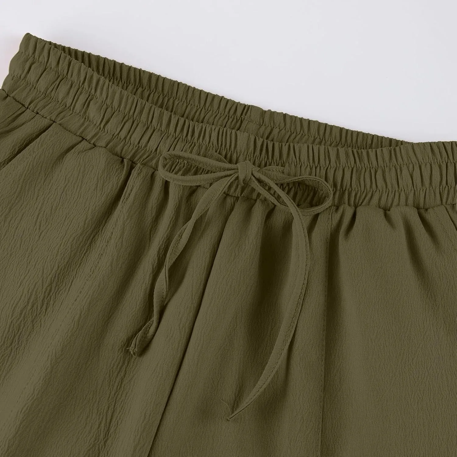 Linen Harem Pants Women Casual Summer High Waisted Beach Pants Baggy Lightweight Cropped Pant with Pockets