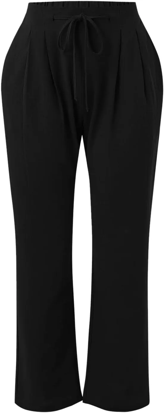 Linen Pants for Women Beach Vacation Elastic Waist Drawstring Trousers Pant Gauze Loose 2025 Casual Summer Clothes
