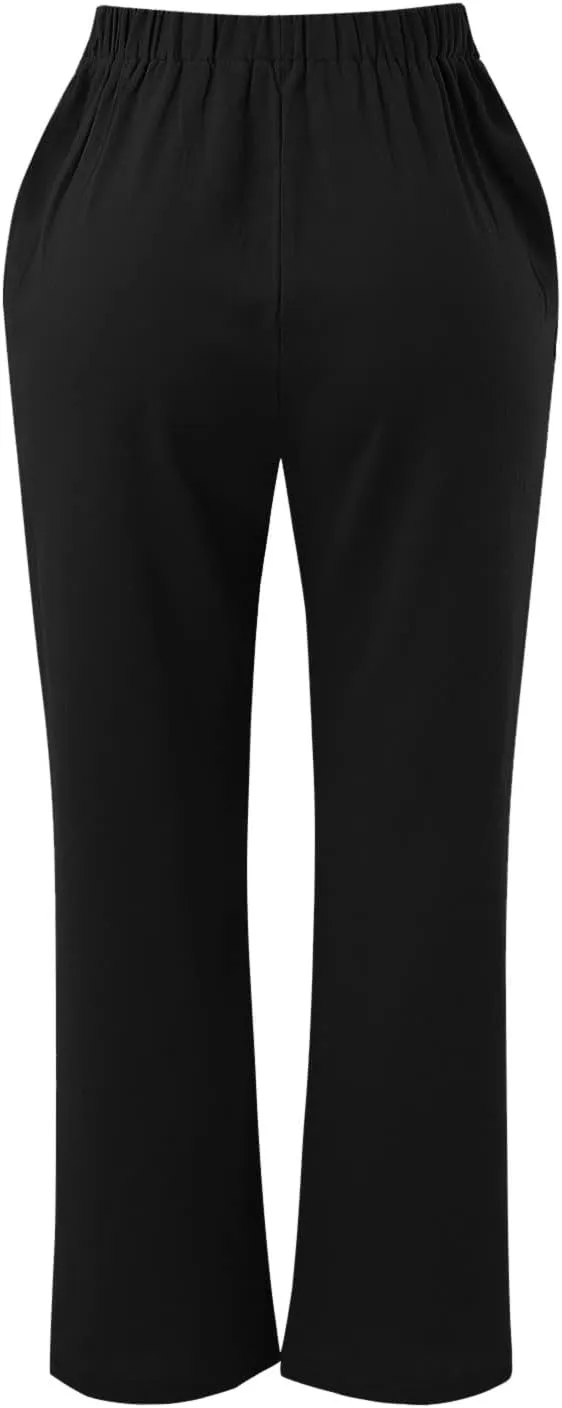 Linen Pants for Women Beach Vacation Elastic Waist Drawstring Trousers Pant Gauze Loose 2025 Casual Summer Clothes