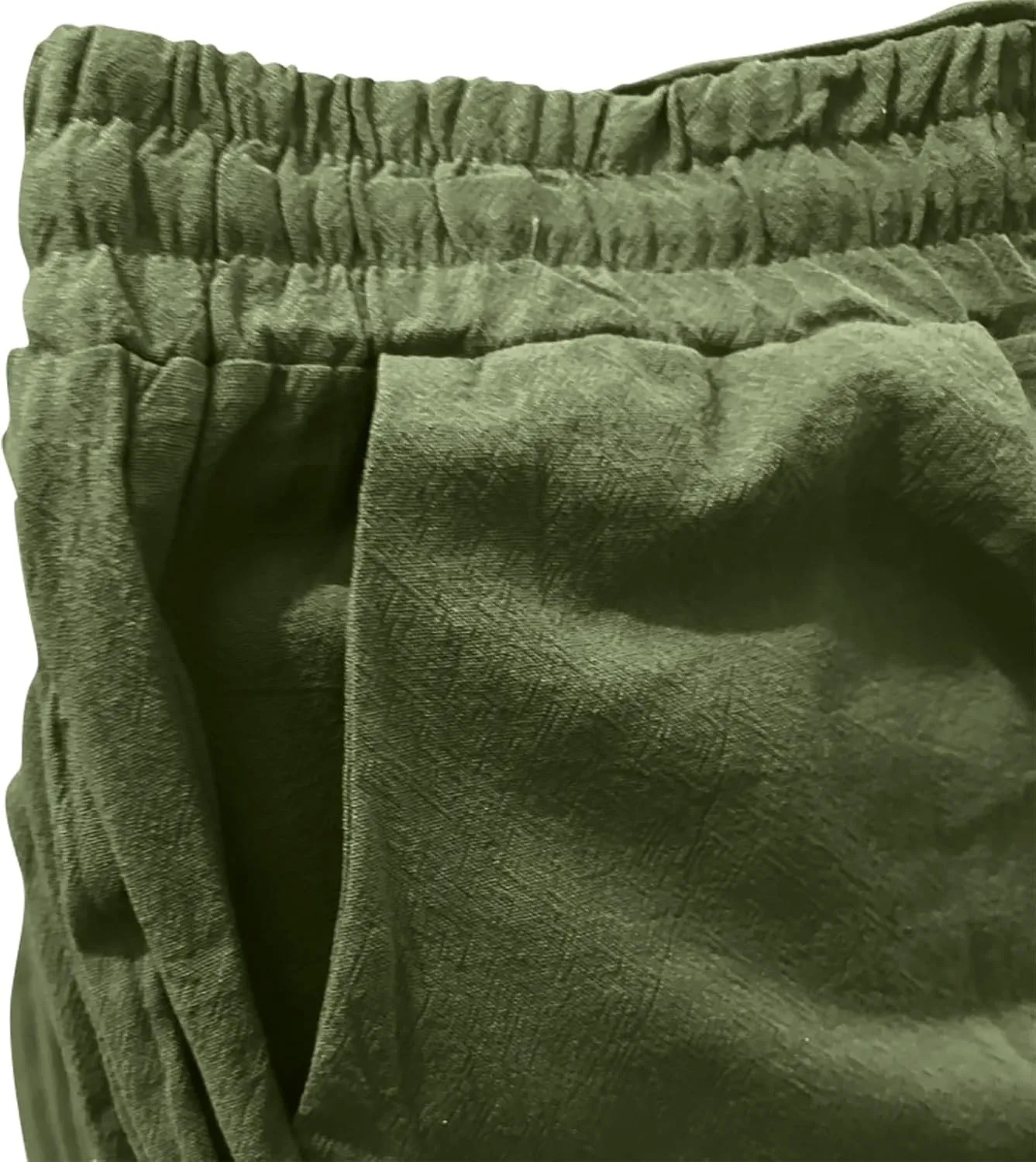 Linen Pants Women Casual Summer Beach Breathable Trousers Cotton Linen Drawstring Elastic Waist Tapered Pants with Pockets