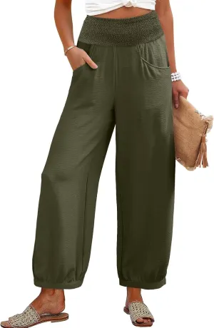 Linen Pants Women Wide Leg High Waisted Summer Pants 2025 Vacation Loose Fit Lightweight Casual Beach Palazzo Trousers