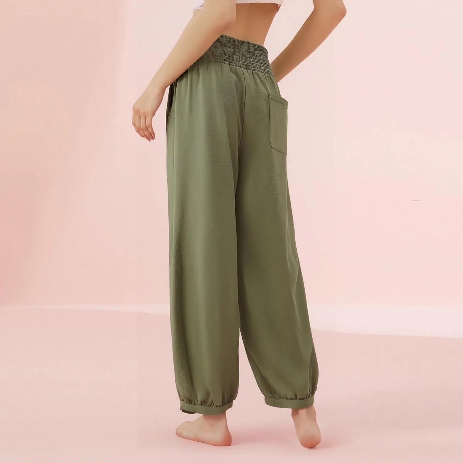 Linen Pants Women Wide Leg High Waisted Summer Pants 2025 Vacation Loose Fit Lightweight Casual Beach Palazzo Trousers
