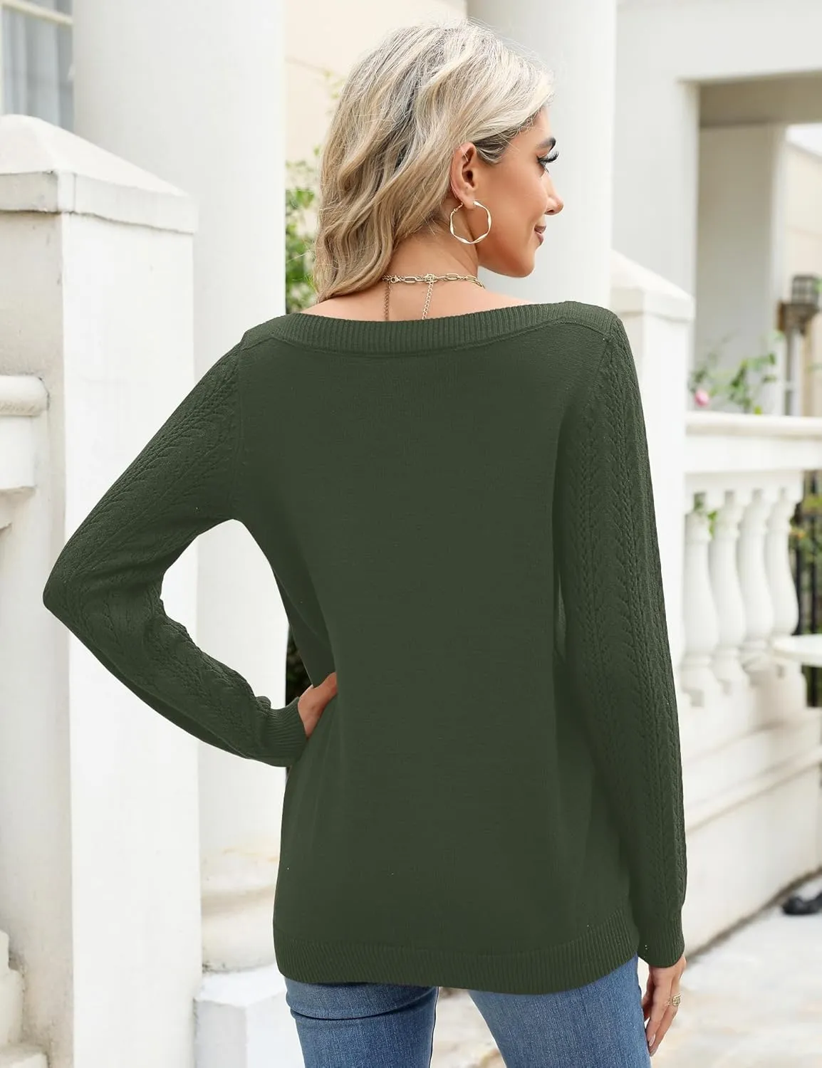 LOMON Women's Light Sweater Long Sleeve Knit Pullover Boat Neck Casual 2024 Winter Fitted Sweater