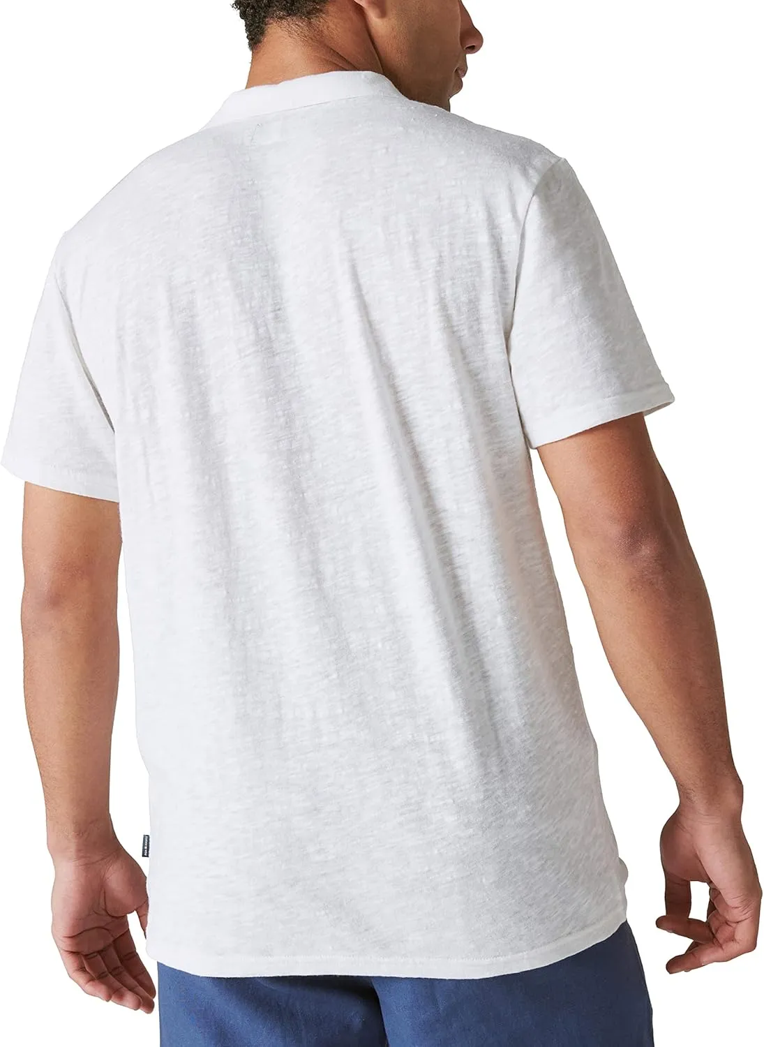 Lucky Brand Men's Short Sleeve Linen Johnny Collar Polo