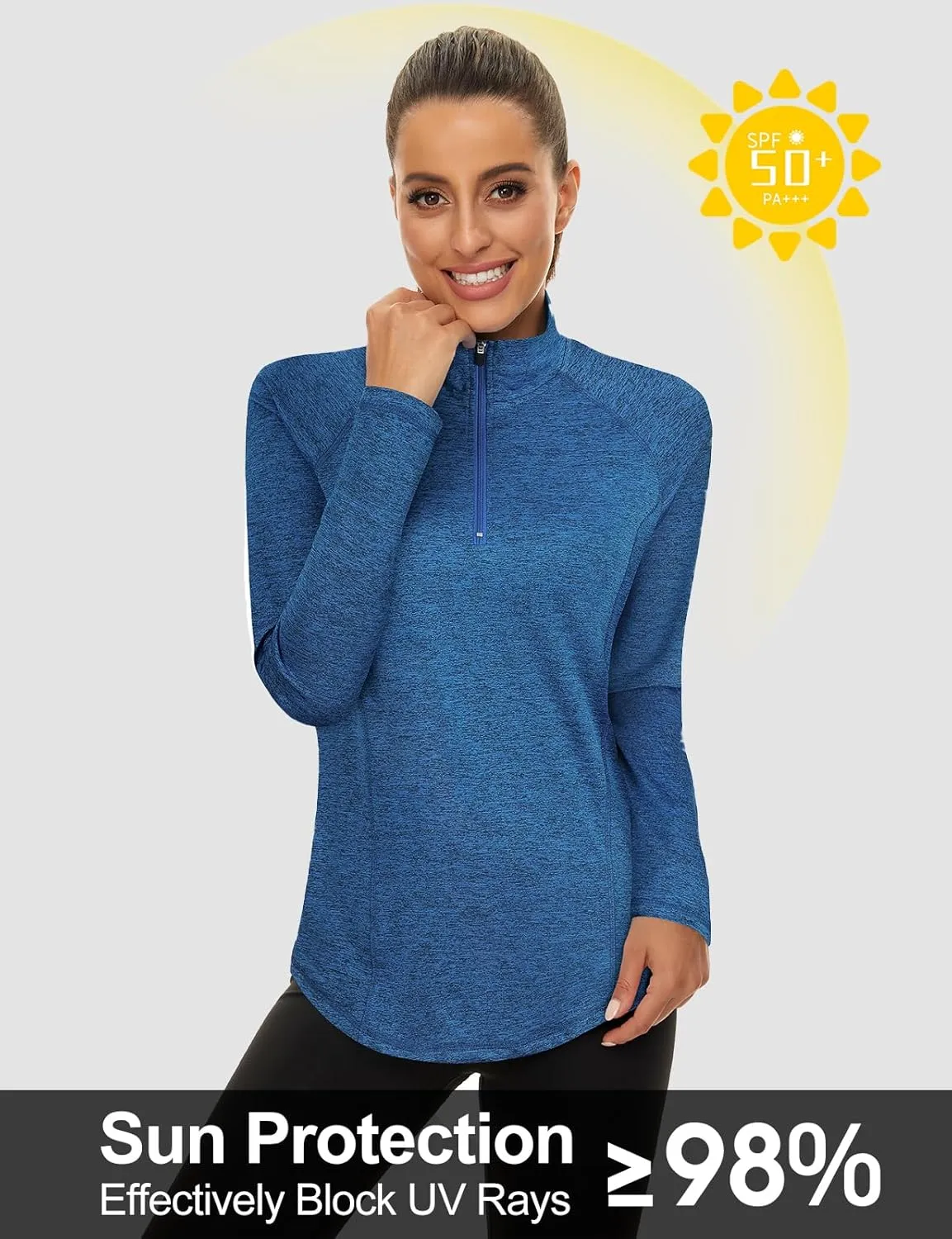LURANEE Womens UPF 50  Long Sleeve 1/4 Zip Pullover Athletic Hiking Running Workout Tops