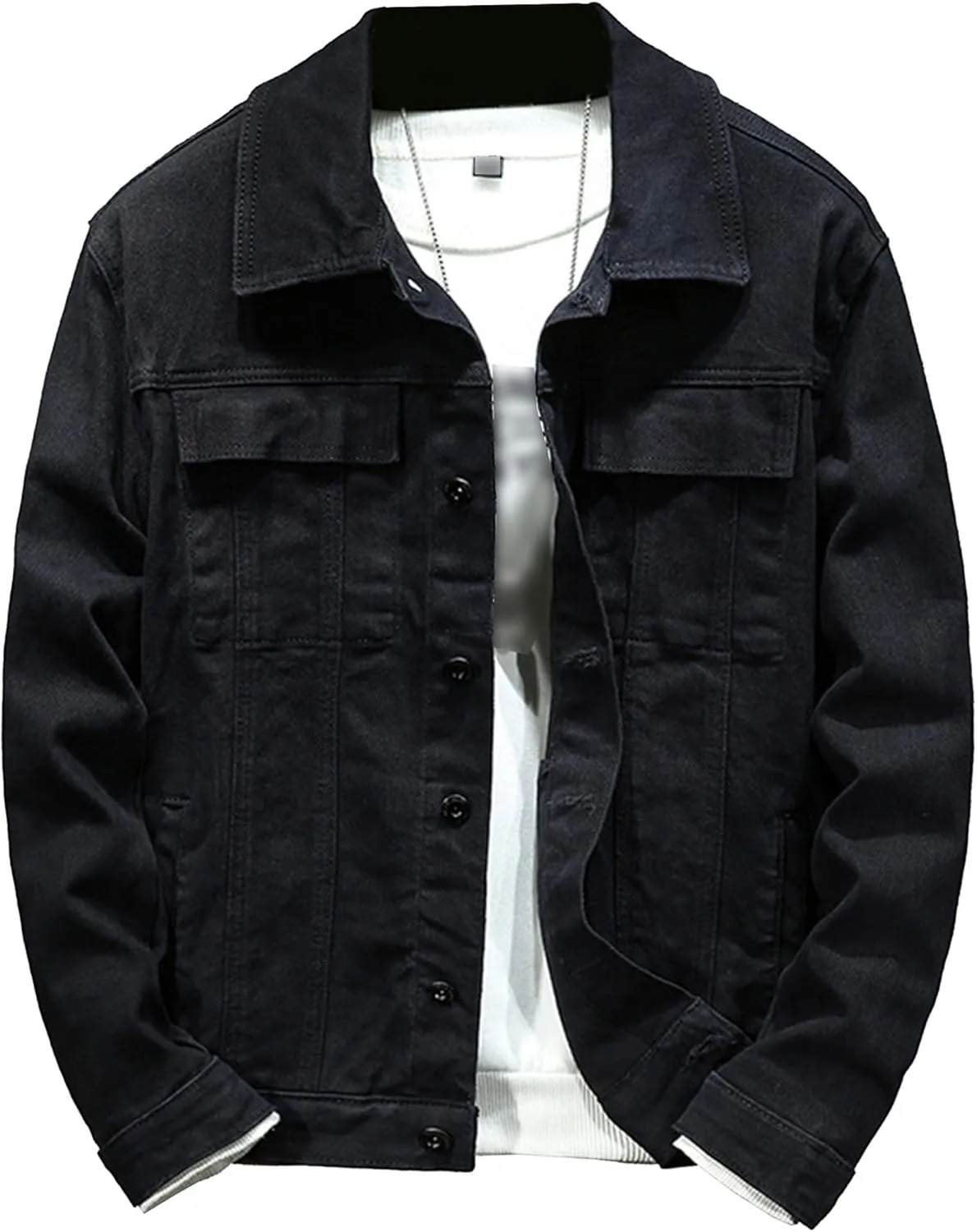Maiyifu-GJ Mens Distressed Denim Jacket Casual Slim Fit Jean Jacket Button Front Washed Jean Trucker Jacket