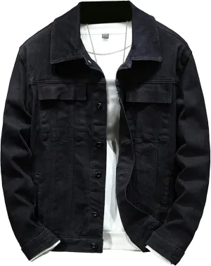 Maiyifu-GJ Mens Distressed Denim Jacket Casual Slim Fit Jean Jacket Button Front Washed Jean Trucker Jacket