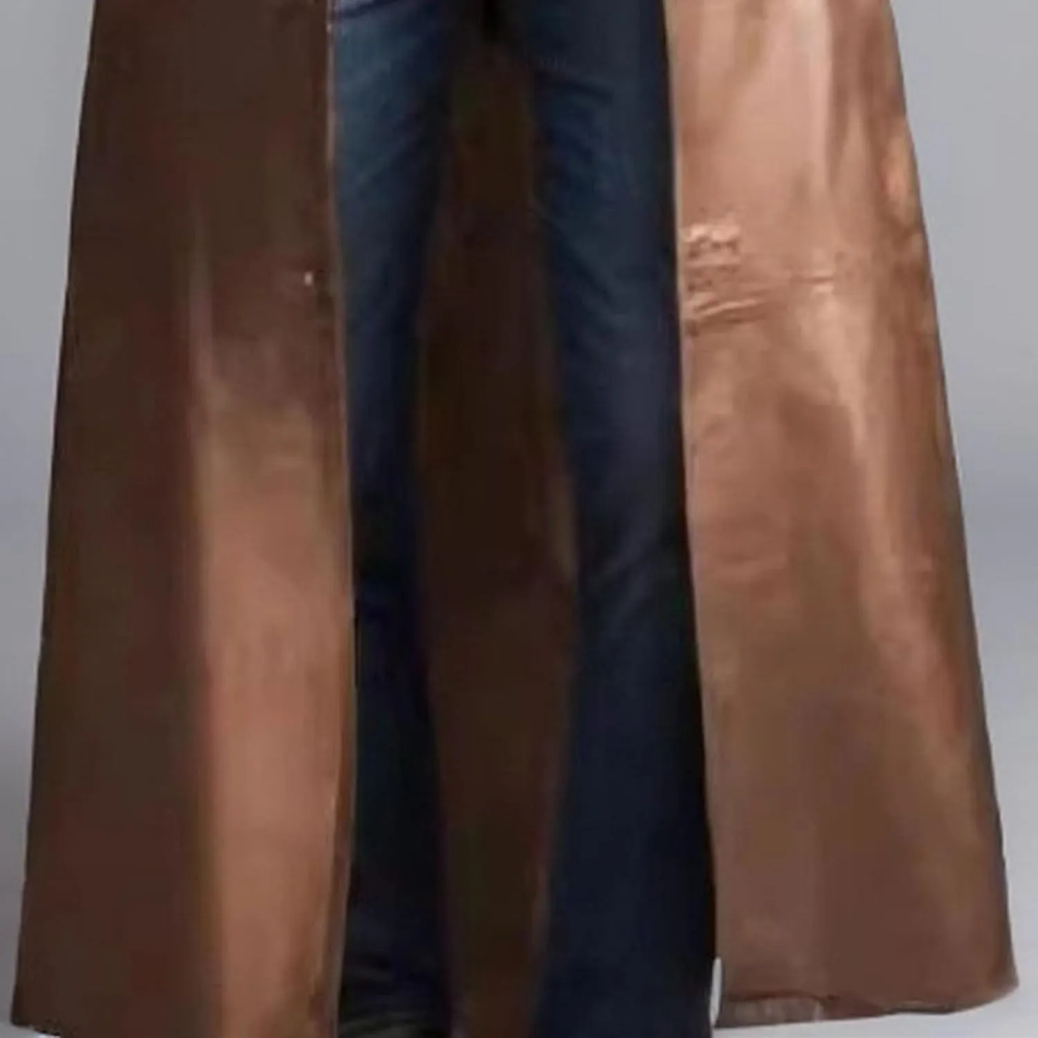 Maiyifu-GJ Men's Leather Trench Coat Full Length Vintage Faux Leather Jackets Overcoat Fashion Motorcycle Long Jacket