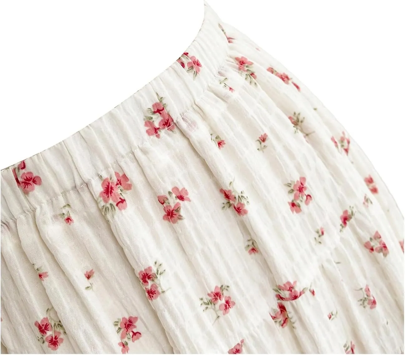 MakeMeChic Women's Ditsy Floral Print Elastic Waist Ruffle Flared Hem Maxi Skirts