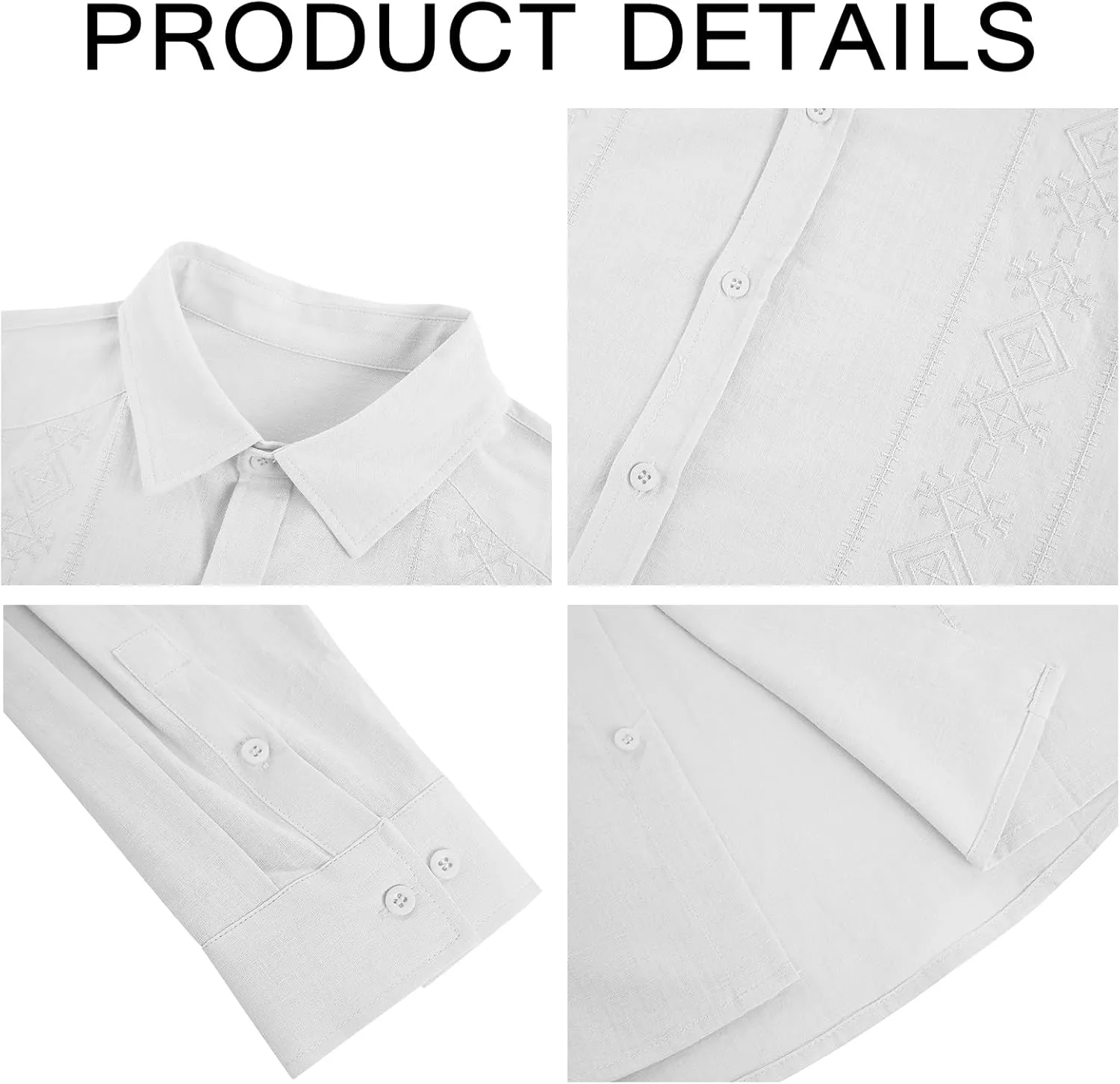 Makkrom Men's Casual Cotton Linen Button Down Shirts Cuban Guayabera Shirt Long Sleeve Summer Beach Tops