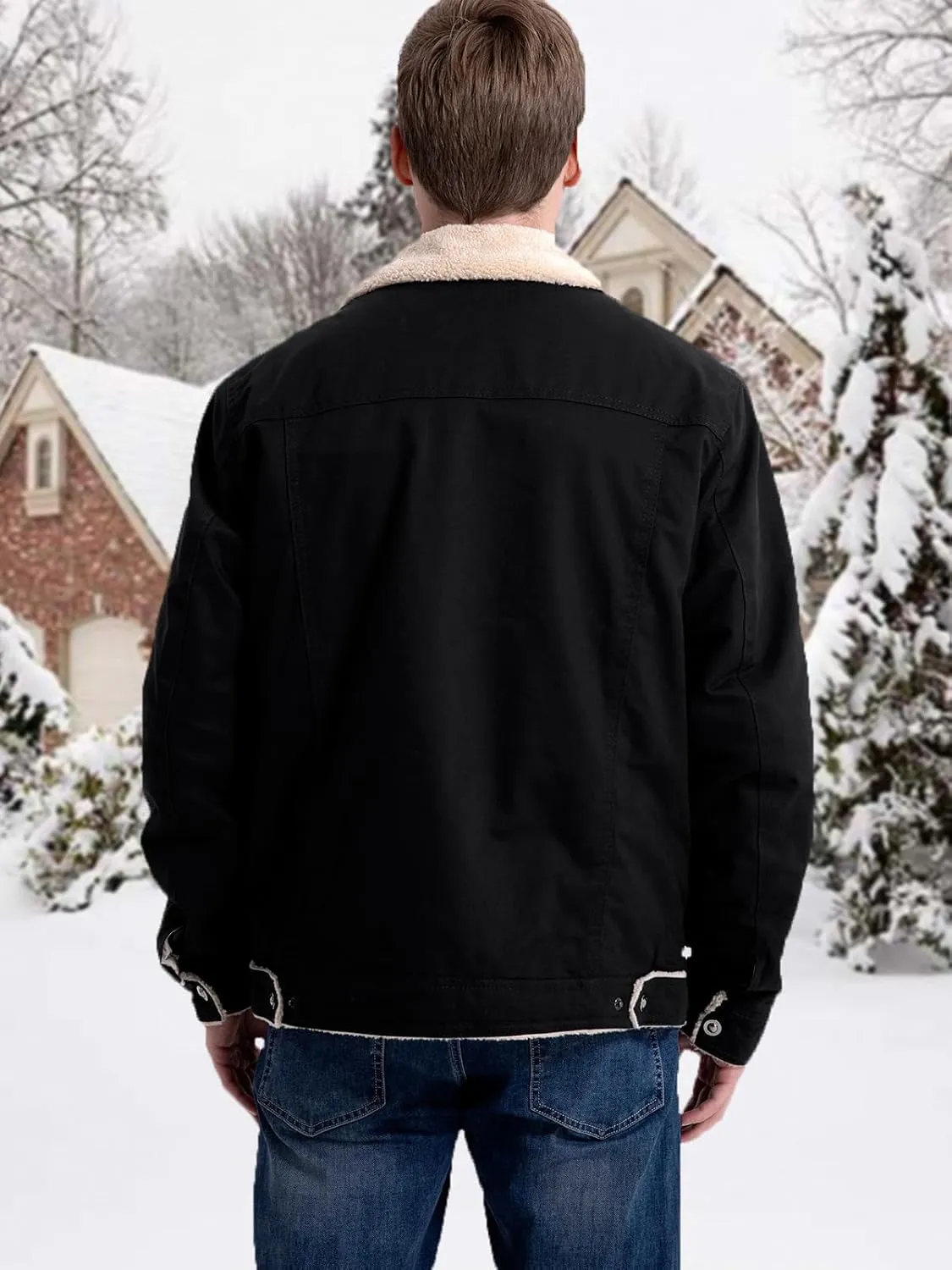 MANSDOUR Men's Winter Cargo Jacket Warm Cotton Fleece lined Sherpa Jackets Military Trucker Work Coat