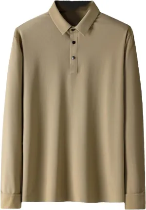Men Autumn Spring Polo Shirts Classic Long Sleeve Tee Breathable Cooling Quick Dry Nylon Men Golf T-Shirt
