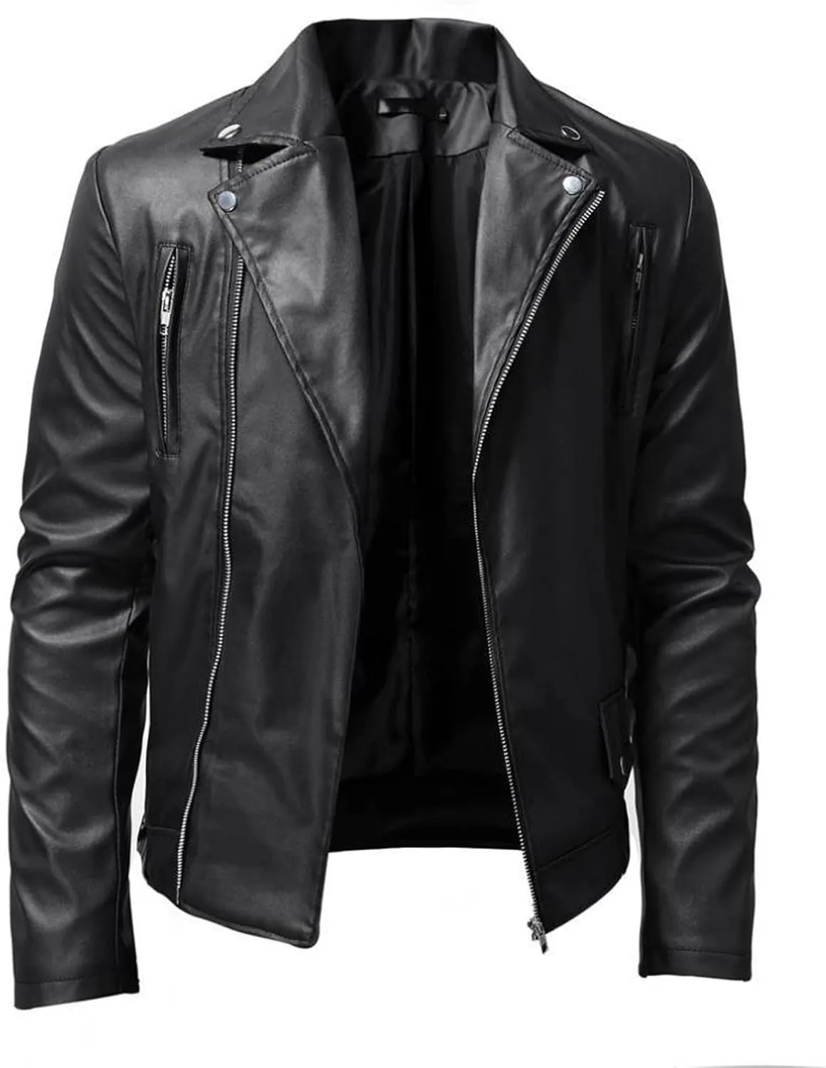 Men Faux Leather Bomber Jacket Fashion Fall Winter Zip Up Long Sleeve Jackets for Motorcycle Outdoor Streetwear